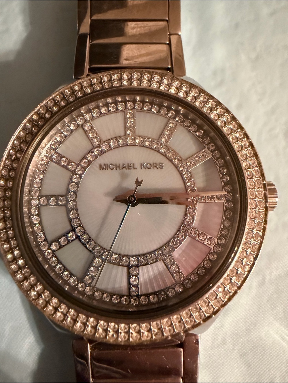 Michael Kors silver Crystal Accent Mother-of-Pearl Dial Watch